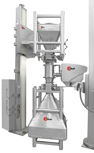 Lifting columns, discharge and transport systems